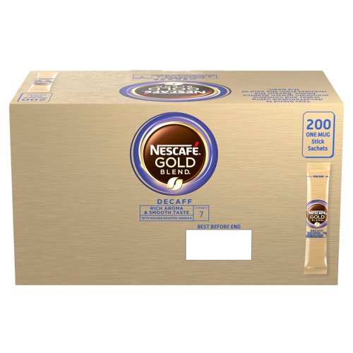 Nescafe Gold Blend Instant Coffee Granules Decaffeinated Stick Sachets [Pack 200]