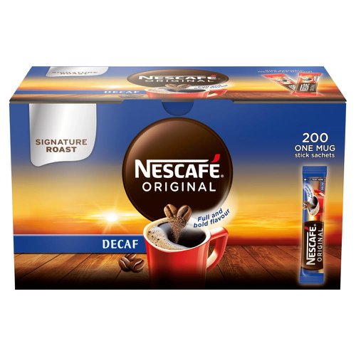 Nescafe Original Instant Coffee Granules Decaffeinated Stick Sachets 12138013 [Pack 200]