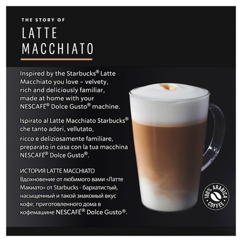 STARBUCKS Latte Macchiato Capsule for Dolce Gusto Machine Ref 12397696 Pack 36 (3x12 Capsule=18 Drinks) Nestle