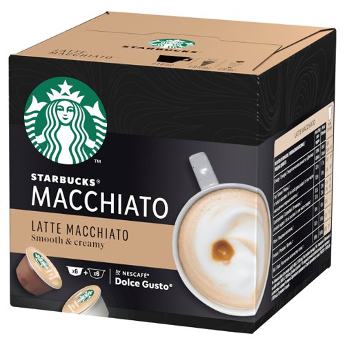 STARBUCKS Latte Macchiato Capsule for Dolce Gusto Machine Ref 12397696 Pack 36 (3x12 Capsule=18 Drinks)