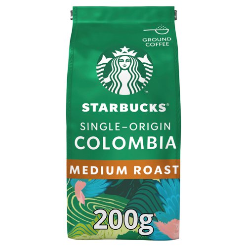 11354NE | This 100% single-origin Colombia coffee from Starbucks has a round body, juicy taste and is balanced with nutty notes. It consists of 100% Arabica coffee perfect for French press and filter machines. Starbucks Medium Roast coffees are smooth and balanced. The coffee comes in protective packaging for added freshness.