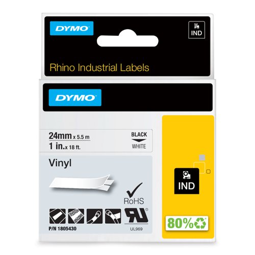 Dymo 24mm Vinyl Tape White 1805430