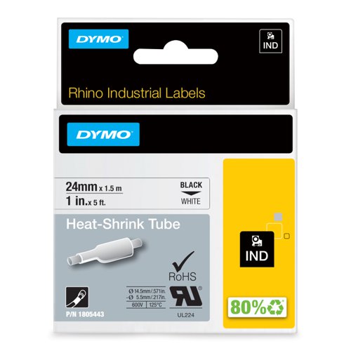 Dymo 1805443 24mm White Heat Shrink Tube