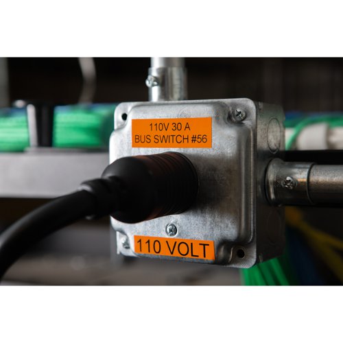 DYMO Industrial labels help you get labeling jobs done fast and done right â€“ the first time.The right label for virtually every situation and surface.From textured surfaces to cables, vinyl labels are ideal for almost any labeling application. Vinyl offers moisture, chemical and UV resistance, making it ideal for labeling both indoors and outdoors. Available in sizes from 12 mm to 54 mm (½â€ to 2â€) and in a wide range of colors that fit with OSHA, ANSI and ISO color standards to enhance workplace communication and safety. UL recognized as a component to UL 969.