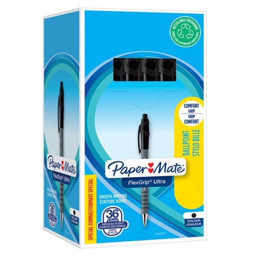 PaperMate FlexGrip Ultra Retractable Ballpoint Pen Black (Pack of 36) 1910073 - GL09610