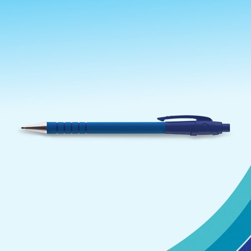 This Flexgrip Ultra ballpoint pen provides high quality writing across home, school and office. The Lubriglide blue ink creates lines that are bold and smooth with minimal friction on the page. FlexGrip pens feature a soft grip along the entire barrel for brilliant all-round grip and comfort throughout the day. The retractable mechanism protects the pen from damage when not in use and can be extended with the click of a button.