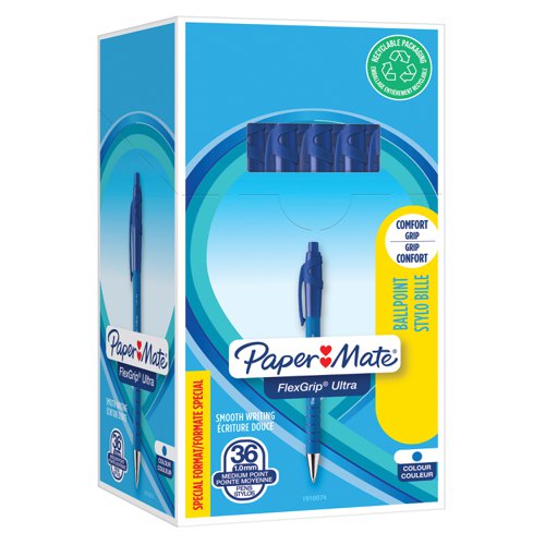 PaperMate FlexGrip Ultra Retractable Ballpoint Pen Blue (Pack of 36) 1910074 GL09611 Buy online at Office 5Star or contact us Tel 01594 810081 for assistance