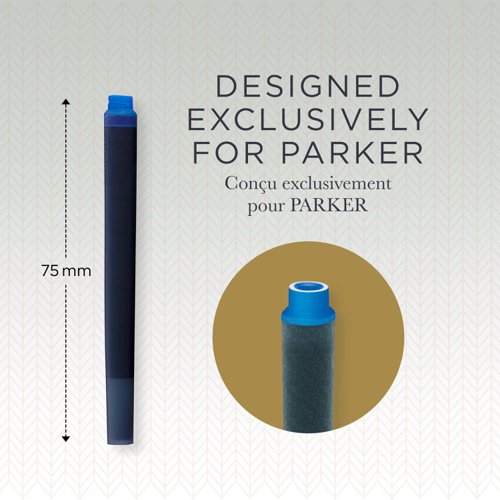 Parker Quink Long Ink Refill Cartridge for Fountain Pens Blue (Pack 10) - 1950207 11386NR