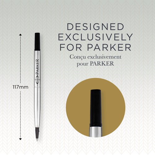Parker Quink Rollerball Refill for Rollerball Pens Medium Black (Single Refill) - 1950323  56792NR