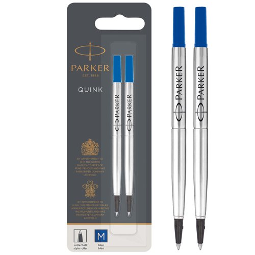 Parker Quink Rollerball Refill for Rollerball Pens Medium Blue (Pack 2) 1950327 73798NR Buy online at Office 5Star or contact us Tel 01594 810081 for assistance
