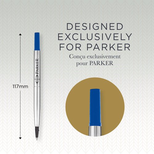 Parker Quink Rollerball Refill for Rollerball Pens Medium Blue (Pack 2) 1950327 73798NR