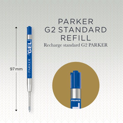 76969NR | Experience consistently smooth, precise and colorful writing with PARKER Gel Ink. Precise, bold and designed to never skip, gel ink powerfully captures your thoughts. Each PARKER refill is engineered for to deliver a reliable flow of quick-drying ink for neat writing with less smears. Use gel ink refills to replace existing PARKER ballpoint pen refills, or simply swap out the refill to change your ink color.