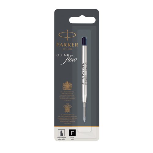 Parker Quink Ballpoint Pen Refill Fine Black Blister (Pack of 12) 1950367 PA90953 Buy online at Office 5Star or contact us Tel 01594 810081 for assistance