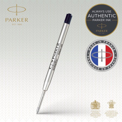 Parker Quink Ballpoint Pen Refill Medium Black Blister (Pack of 12) S0909550