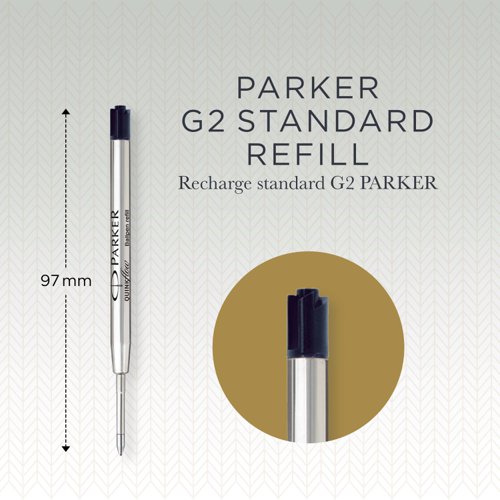 Parker Quink Flow Ballpoint Refill for Ballpoint Pens Medium Black (Pack 2) - 1950372 Refill Ink & Cartridges 56533NR