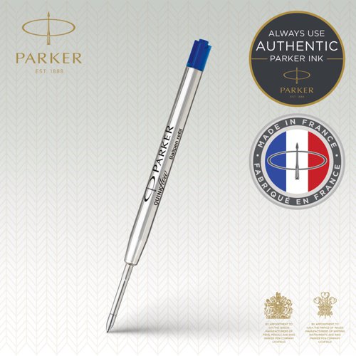 Parker Quink Flow Ballpoint Refill for Ballpoint Pens Medium Blue (Pack 2) - 1950373  56540NR
