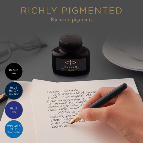 Parker Quink Bottled Refill Ink for Fountain Pens 57ml Black - 1950375 56547NR