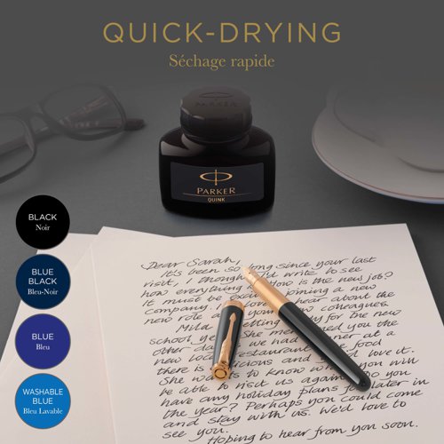 Parker Quink Bottled Refill Ink for Fountain Pens 57ml Black - 1950375  56547NR