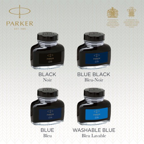 Formulated to provide exceptionally smooth ink flow with no clogging or blotting, Parker Quink is suitable for all fountain pens. This black ink comes supplied in a 2oz (57ml) bottle.