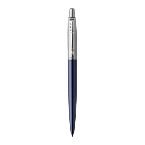 Slow down and appreciate the experience of expressing your thoughts and ideas on paper with the PARKER Jotter Royal Blue ballpoint pen. A style icon for over 60 years, the Jotter has a fresh, streamlined design. It features a stainless steel barrel in a rich blue finish, linished stainless steel cap, high-shine trims, and an arrowhead clip. The Jotterâ€™s stunning details make it a refined gift for graduates, first-time job seekers, or anyone who appreciates the art of fine writing. This Jotter pen's name is inspired by the city of London. It arrives packaged in an elegant gift box.