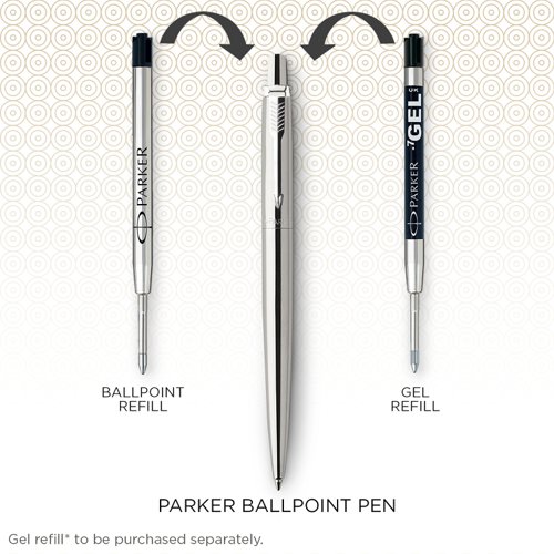 Slow down and appreciate the experience of expressing your thoughts and ideas on paper with the PARKER Jotter Royal Blue ballpoint pen. A style icon for over 60 years, the Jotter has a fresh, streamlined design. It features a stainless steel barrel in a rich blue finish, linished stainless steel cap, high-shine trims, and an arrowhead clip. The Jotterâ€™s stunning details make it a refined gift for graduates, first-time job seekers, or anyone who appreciates the art of fine writing. This Jotter pen's name is inspired by the city of London.