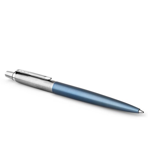Parker Jotter Ballpoint Pen Waterloo Blue/Chrome Barrel Blue Ink - 1953245 11358NR