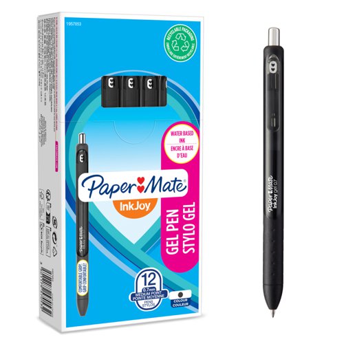 paper Mate 1957053 Inkjoy Gel Pens - Black Ink - Pack of 12