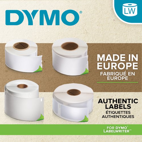Simplify your addressing and shipping system with DYMO white address labels. These labels are presented in a convenient continuous-roll format compatible with all Dymo LabelWriter label printers. Each package contains one 130-label rolls.