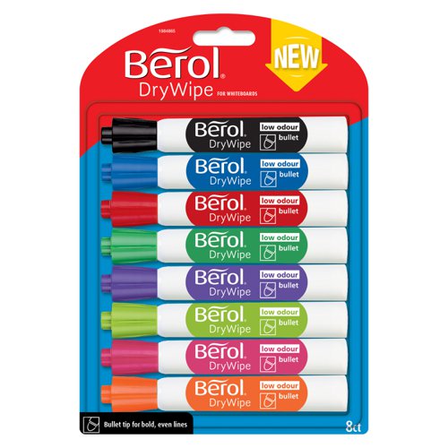 Berol Dry Wipe Marker Round Assorted Pack Of 8 3P