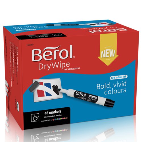 Berol Dry Wipe Marker Round Assorted Pack Of 48 3P