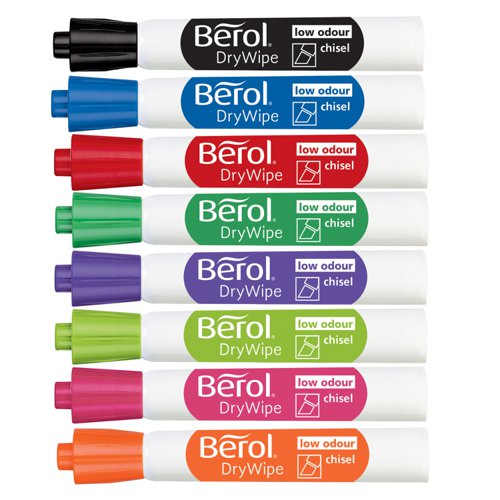 BR84884 Berol Drywipe Marker Chisel Tip Assorted (Pack of 8) 1984884