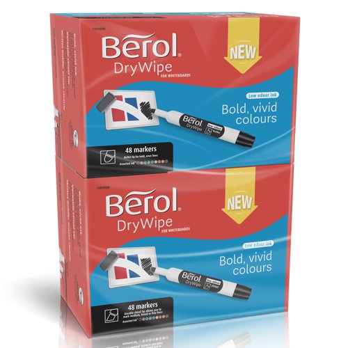 Berol Dry Wipe Marker Chisel Assorted Pack Of 96 3P