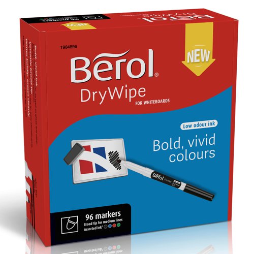 Berol Dry Wipe Marker Broad Black Pack Of 200 3P