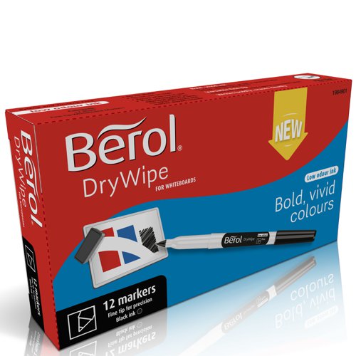 Berol Dry Wipe Pen Fine Black Pack Of 12 3P