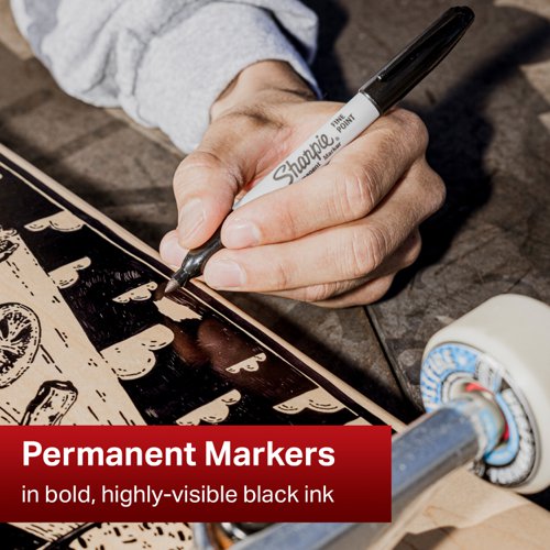 Sharpie 1985857 Fine Black Permanent Pen Pack of 12 Blister Packs
