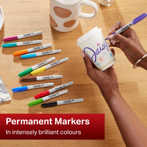 Sharpie Permanent Marker Fine Tip 0.9mm Line Assorted Standard Colours (Pack 4) - 1985858