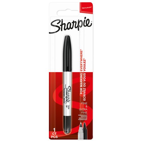 Sharpie Permanent Marker Pack of 12 Single Black Twin Tip Permanent Markers