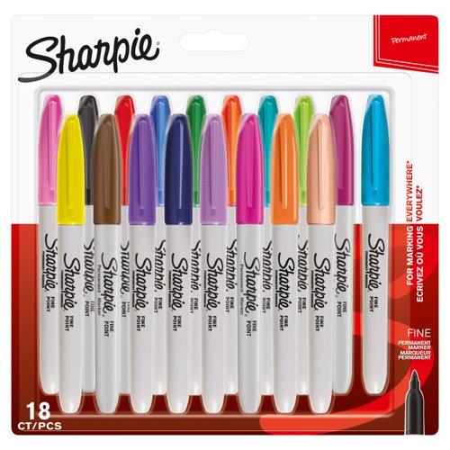 Sharpie Permanent Fine Markers Assorted Fun Colours (Pack 18) 1996112