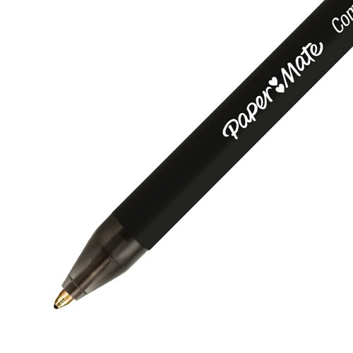 Enjoy a comfortable and effortless writing experience with the Paper Mate ComfortMate Ultra Retractable Ballpoint Pen. With its triangular barrel and full-length rubberised grip, this pen fits naturally in your hand and provides added comfort and control while you write.The convenient retractable design deploys and retracts the tip with a simple click, while a handy plastic clip allows you to fasten the pen to a pocket planner or notebook for easy storage and transportation. Ideal for home, office, and school use, this retractable pen features a versatile 1.0mm medium point that handles a wide variety of writing tasks. And thanks to its Lubriglide ink system, the pen lets you enjoy a pleasant writing experience.