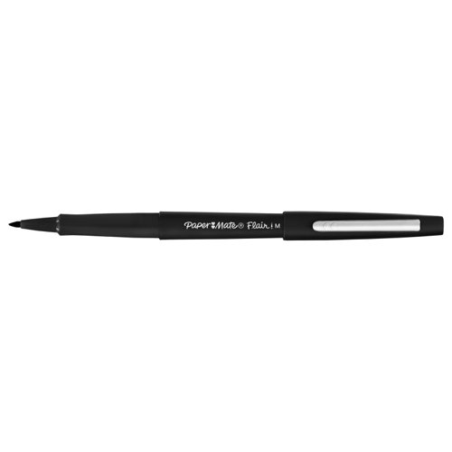 Paper Mate Flair Fibre Tip Pen Medium Point 0.7mm Black (Pack 5) 2028909 Newell Brands