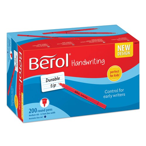Berol Handwriting Pen 0.6mm Line Blue (Pack 200) - 2056779 Newell Brands