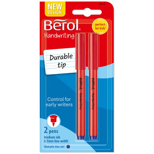 Berol Handwriting Clip Pen 0.6mm Blue Pack 24