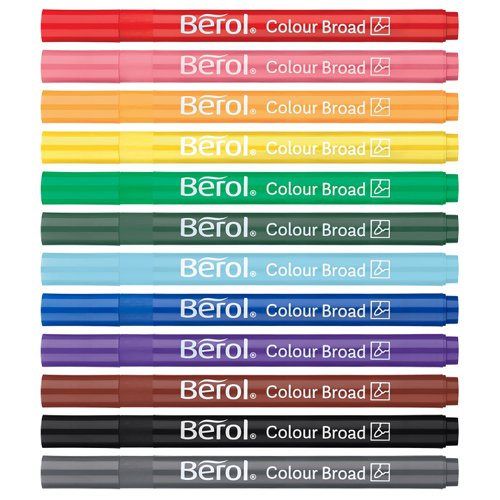 Berol Colour Broad Pen Water Based Ink Assorted (Pack of 12) S0672840