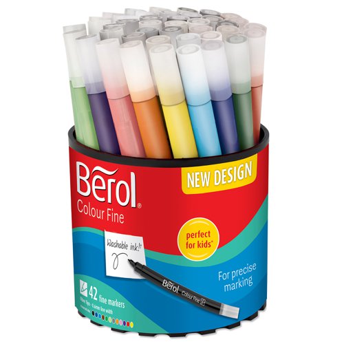 Berol Colour Fine Pen 0.6mm Assorted Pack 42 Fineliner & Felt Tip Pens PE9362