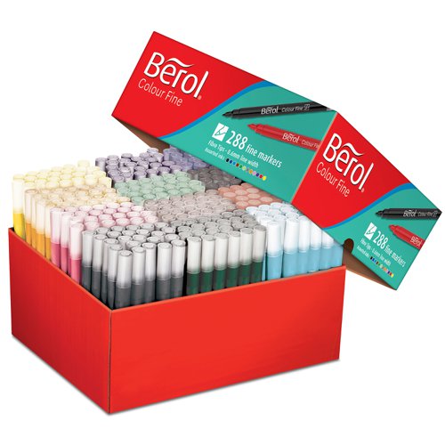 Berol Colour Fine Pen Assorted Display Class Pack 288 Fineliner & Felt Tip Pens MK9439