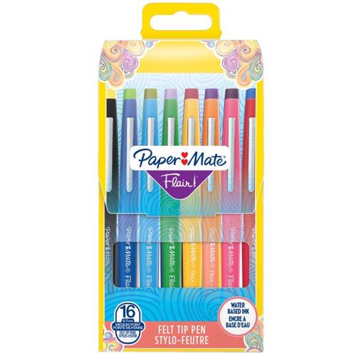 PaperMate Flair Original Felt Tip Pens Assorted (Pack of 16) S0977450 GL97745 Buy online at Office 5Star or contact us Tel 01594 810081 for assistance