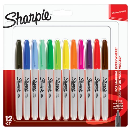 Sharpie Permanent Marker Fine Assorted (Pack of 12) 1986438 - GL11085