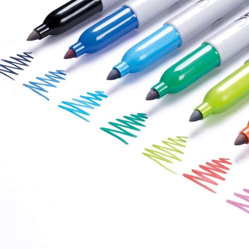 Sharpie Permanent Marker Fine Tip 0.9mm Line Assorted Colours (Pack 12) - 2065404
