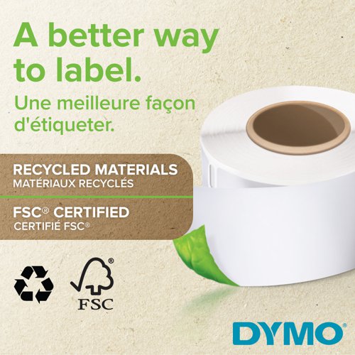 This roll of multipurpose labels is suitable for high-speed use with all Dymo LabelWriter printers, printing anything from a single label to the entire roll at once with the efficient thermal print mechanism. The self-adhesive backing makes it easy to secure labels to almost any surface. Suitable for use on all envelopes and packages.