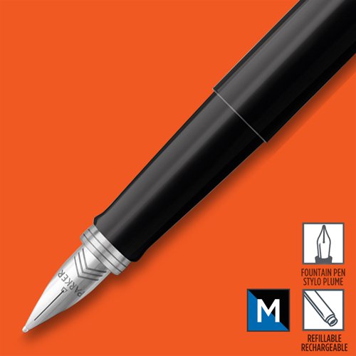 Parker Jotter Fountain Pen Black/Stainless Steel Barrel Blue and Black Ink - 2096430 Newell Brands